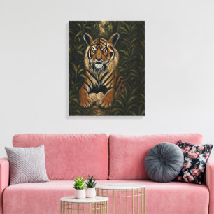 Gemaltes Bengal-Tiger-Dschungelporträt Leinwanddruck