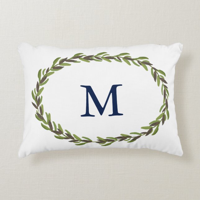 Gemaltes Blätter mongrammed Kissen (Vorderseite)