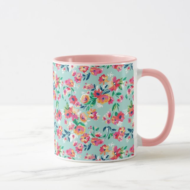 Gemaltes Blumen-Muster Tasse (Rechts)