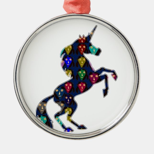 Gemaltes EINHORN-PferdeMärchen navinJOSHI NVN100 Ornament Aus Metall (Vorne)