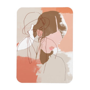 Gemaltes Konturn-Frau-Porträt Magnet