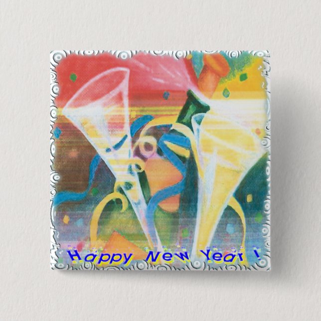 Gemaltes neues Jahr Button (Vorderseite)