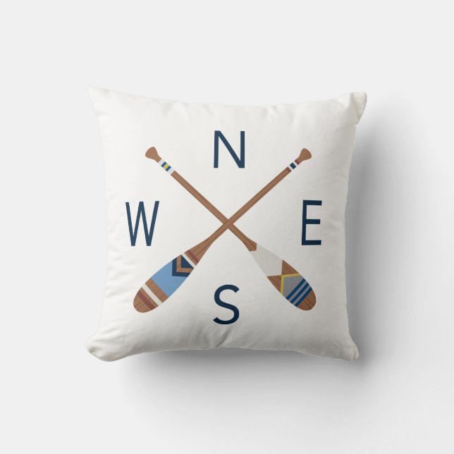 Gemaltes Paddel-Kompass-Wurfs-Kissen Kissen (Vorderseite)