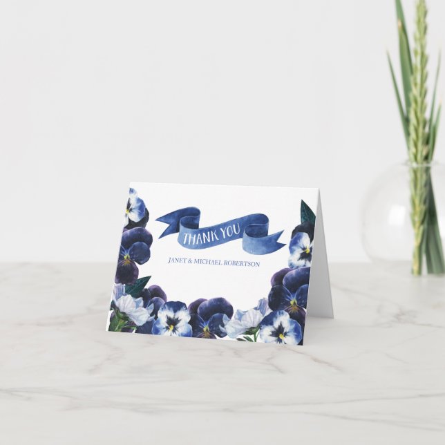 Gemaltes Stiefmütterchen dankt Ihnen Dankeskarte (Vorderseite)