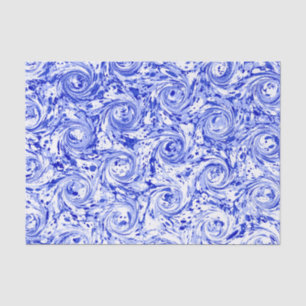 Gemarmorter abstrakter blauer weißer Wirbel des Seidenpapier