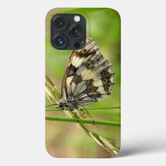 Gemarmorter weißer Schmetterling auf Gras Case-Mate iPhone Hülle (Rückseite)