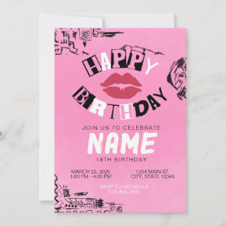 Gemein Girls Pink Happy Geburtstagseinladung Einladung