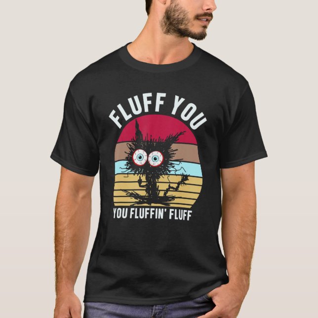 Gemein Kitty Cat Middle Finger Fluff T-Shirt (Vorderseite)