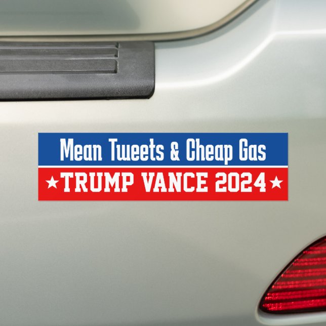 Gemein Tweete billiges Gas Donald Trump Vance 2024 Autoaufkleber (Auf Auto)