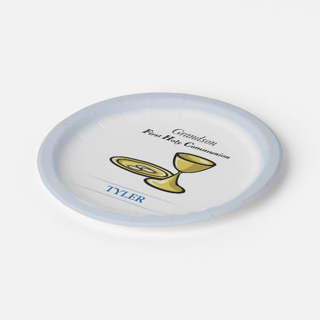 Gemeindegremium und Blut-Enkel Pappteller (Schrägansicht)