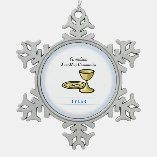 Gemeindegremium und Blut-Enkel Schneeflocken Zinn-Ornament (Vorderseite)