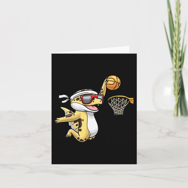 Gemeiner Leopard Gecko Playing Bysketbyll Reptile  Karte (Vorderseite)