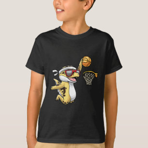 Gemeiner Leopard Gecko Playing Bysketbyll Reptile  T-Shirt