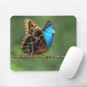 Gemeiner Morpho-Schmetterling auf Stacheldraht Mousepad
