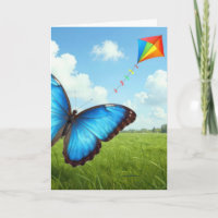 Gemeiner Morpho-Schmetterling zum Geburtstag flieg