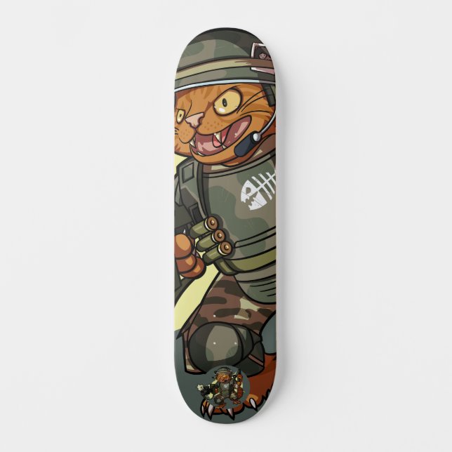 Gemeiner Sci-fi Marine Firing Gun Ginger Cat Carto Skateboard (Vorderseite)