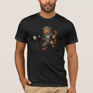 Gemeiner Sci-fi Marine Ginger Cat Firing Gun Carto T-Shirt