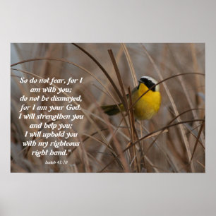 Gemeiner Yellowthroat-Vogel-Jesaja-41:10 Druck Poster