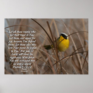 Gemeiner Yellowthroat-Vogel-Psalm-5:11 &12 Druck Poster