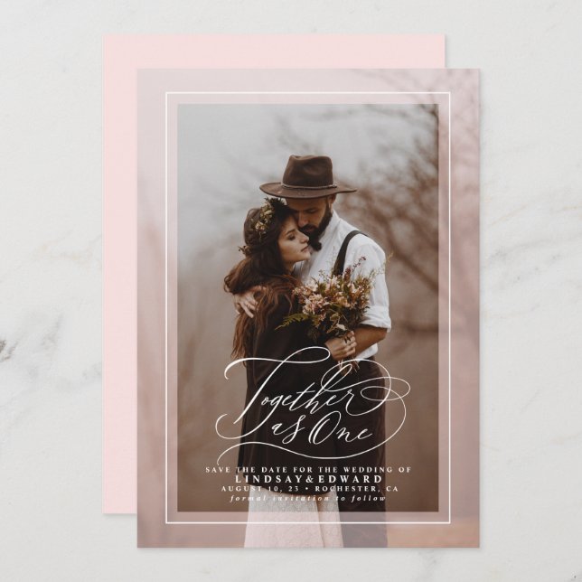 Gemeinsam als ein elegantes Save the Date Foto (Vorne/Hinten)