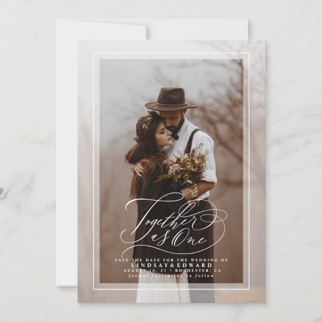 Gemeinsam als ein elegantes Save the Date Foto (Vorderseite)