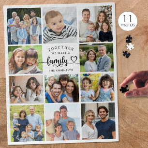 Gemeinsam bilden wir ein 11 Fotos Familienherz Puzzle