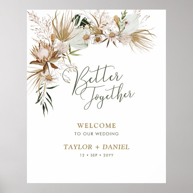 Gemeinsam | Boho Bohemisch Wedding Welcome Poster (Vorne)