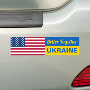 Gemeinsam die Ukraine - Amerikanische Flaggensolid Autoaufkleber