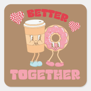 Gemeinsam Donut & Coffee Valentine Aufkleber