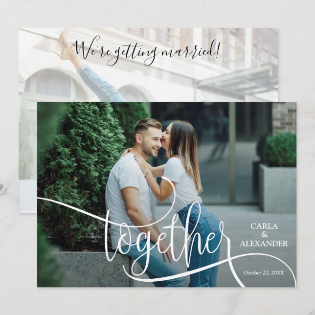 GEMEINSAM Elegantes Foto Hochzeit speichern das Da Save The Date (Vorne/Hinten)