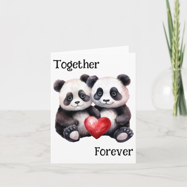 Gemeinsam Froever Panda Paar Feiertagskarte (Vorderseite)