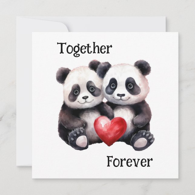 Gemeinsam Froever Panda Paar Save The Date (Vorderseite)