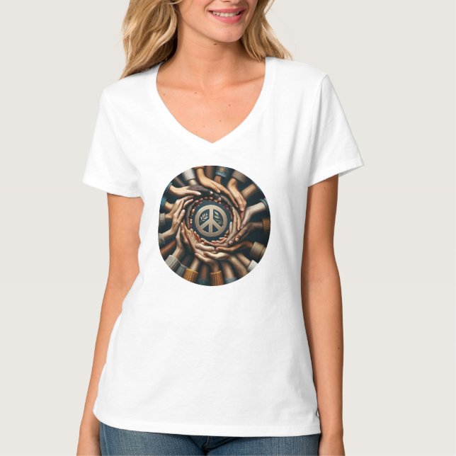 Gemeinsam für den Frieden - viele Hände T-Shirt (Vorderseite)