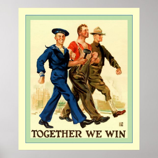 Gemeinsam gewinnen wir ~ Vintager Weltkrieg 1 Poster (Vorne)