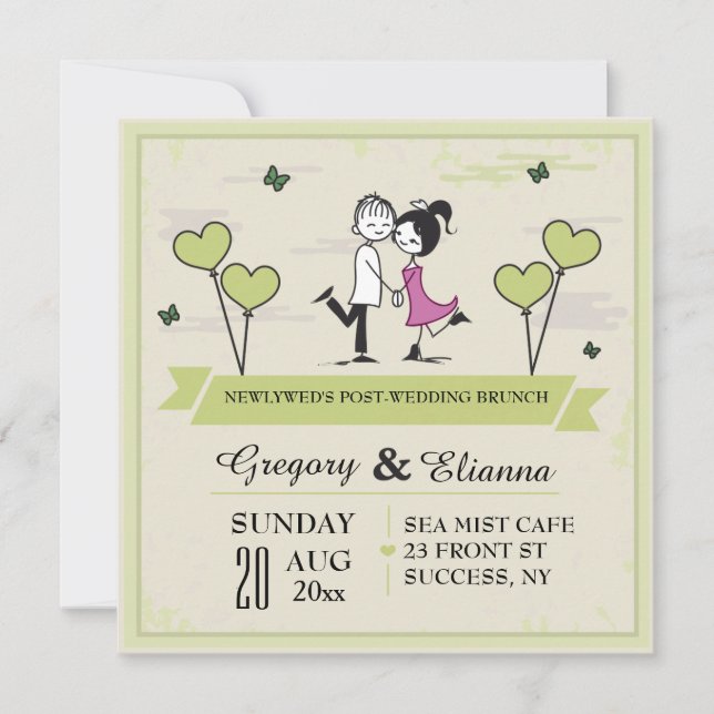 Gemeinsam (grün) Einladung zum Hochzeitsfest (Vorderseite)