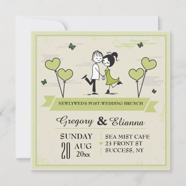 Gemeinsam (grün) Einladung zum Hochzeitsfest (Vorderseite)