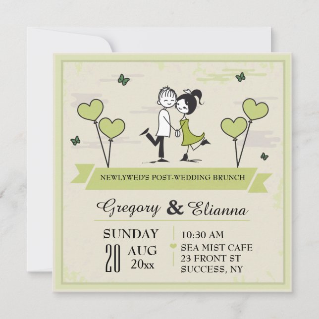 Gemeinsam (grün) Einladung zur Hochzeitsfeier (Vorderseite)