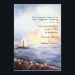 Gemeinsam Hochzeit segeln - Das Datum speichern Save The Date<br><div class="desc">Kleines Segelschiff, das auf dem Meer schwimmt, illustriert auf individuellen Hochzeiten Save the Date Einladungen. Genießen Sie das elegante pastellfarbene Gemälde, das für eine CHIC NAUTICAL WEDDING wunderbar ist | CLASSY BEACH WEDD oder SOMMER HOCHZEIT IN URLAUBSORT! Der gesamte Beispieltext kann vollständig mit Ihrer eigenen Formulierung angepasst werden. Sie können...</div>