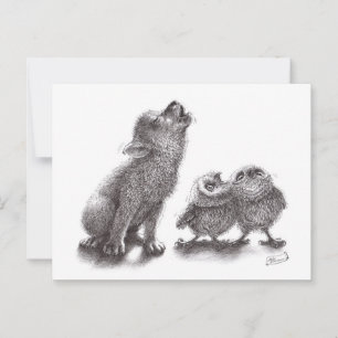 Gemeinsam Howling - Wolf trifft auf Owls Postkarte