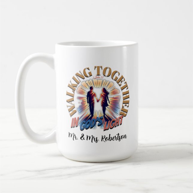 "Gemeinsam im Licht Gottes spazieren"- 1 Johannes  Kaffeetasse (Links)
