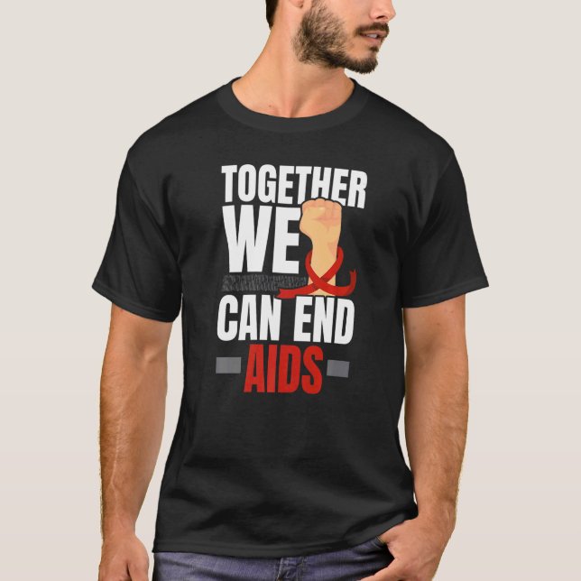 Gemeinsam können wir Aids Aids Awareness Red Ri T-Shirt (Vorderseite)