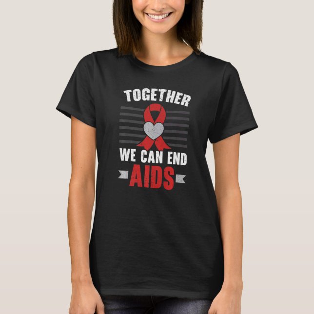 Gemeinsam können wir Aids Aids Awareness Red Ri T-Shirt (Vorderseite)