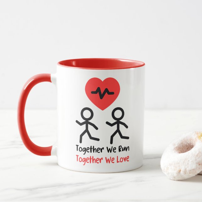 Gemeinsam laufen wir, gemeinsam Liebe, Valentinsta Tasse (Mit Donut)