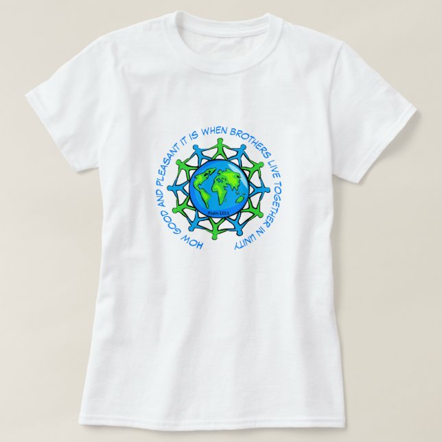 Gemeinsam leben in Einheit Inspirationspsalm T-Shirt (Design vorne)