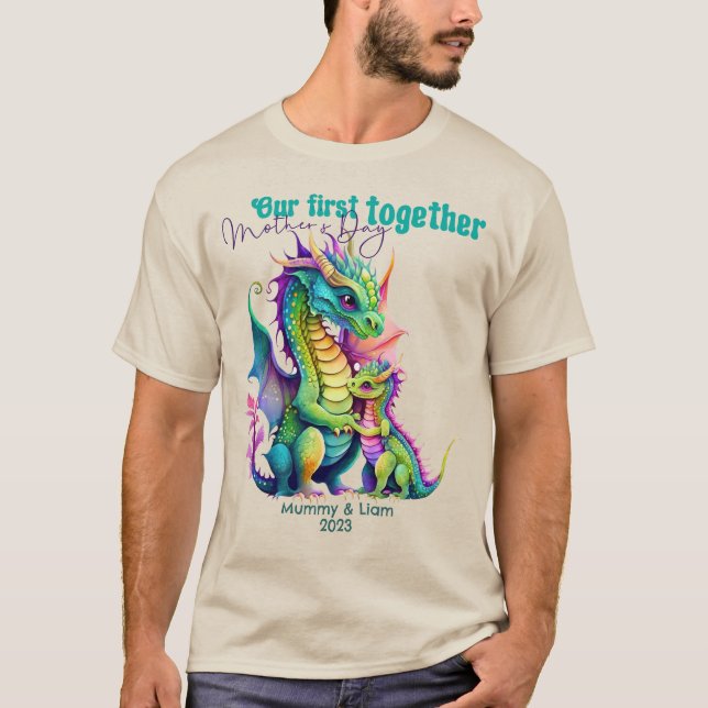 Gemeinsam Mama und Baby Dragon - unser 1. Mutterta T-Shirt (Vorderseite)