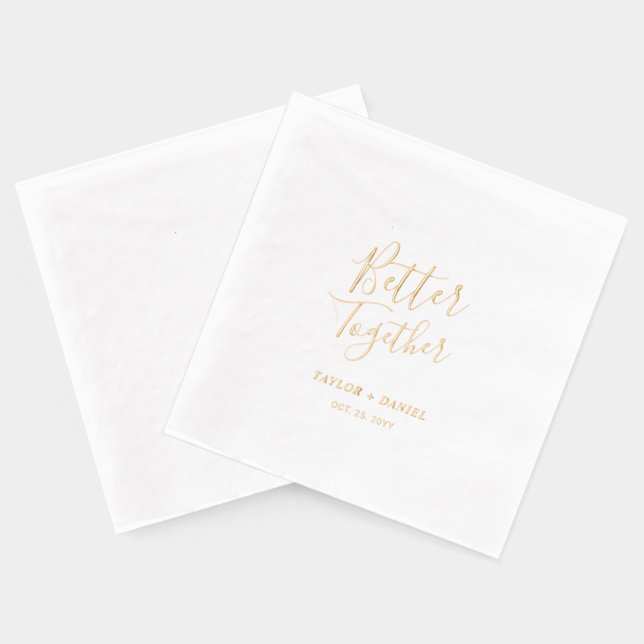 Gemeinsam | Paare Name Custom Wedding Servietten Mit Folie (Rückseite)