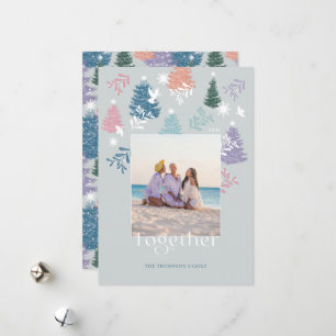 Gemeinsam Pastel Weihnachtsbaumwald Familienfest F Feiertagskarte