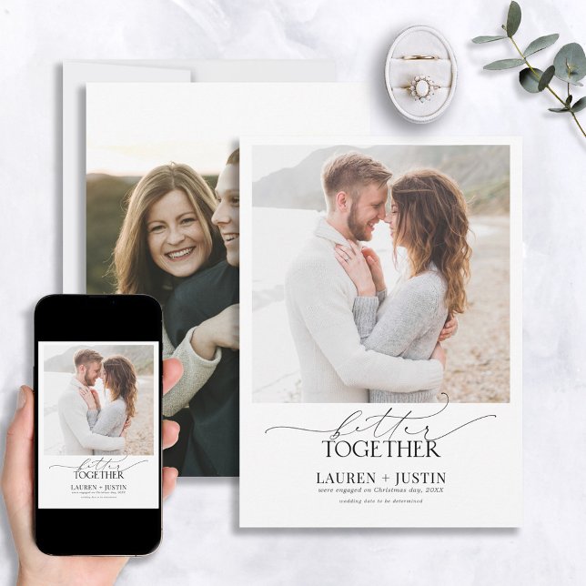 Gemeinsam Schwarz/Weiß 2 Foto Verlobung Einladung (Von Creator hochgeladen)