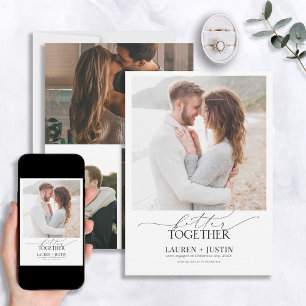 Gemeinsam Schwarz/Weiß 4 Foto Verlobung Einladung