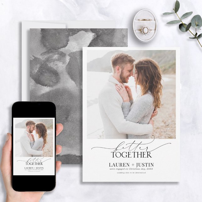 Gemeinsam Schwarzweiß-Foto-Verlobung Einladung (Von Creator hochgeladen)